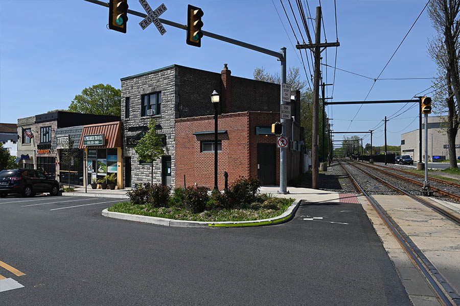 Specialized Business Insurance - Street View on Saxer Avenue in Springfield, PA with Train Tracks